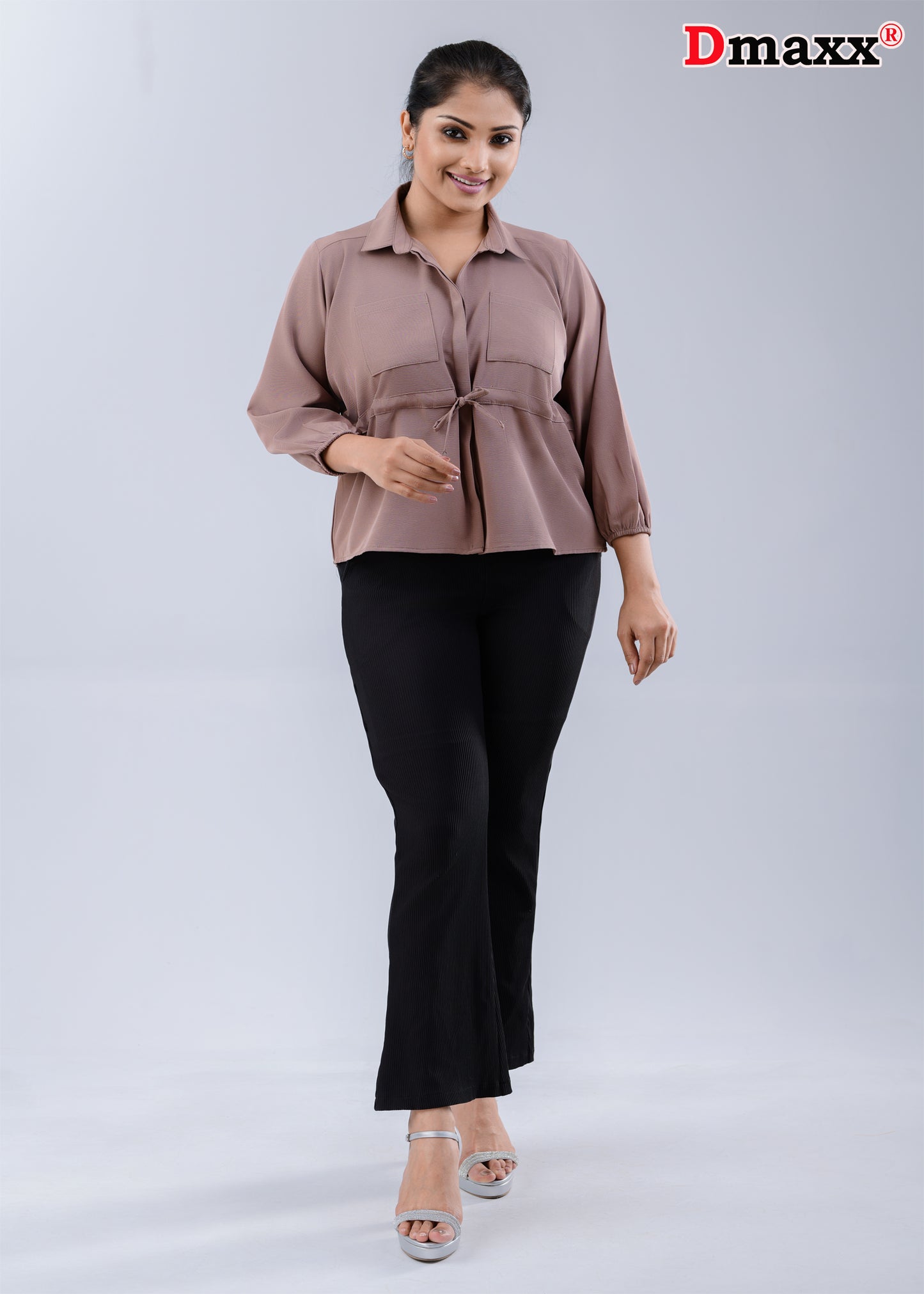 Women’s Three-Quarter sleeve button down top with cuffs