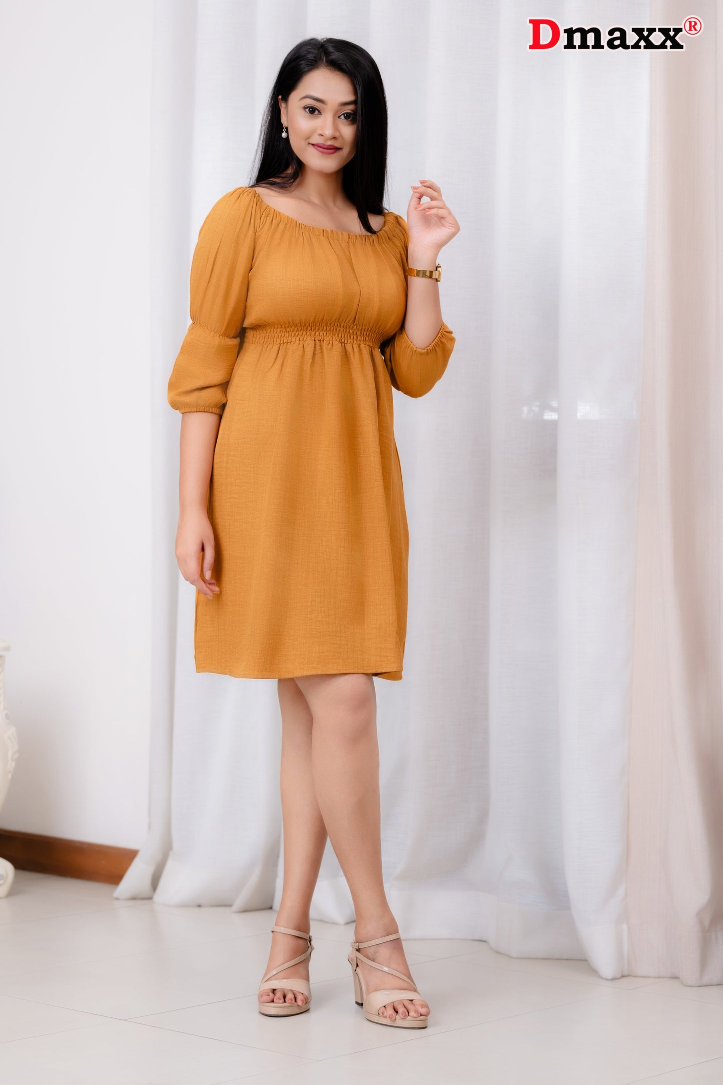 Puff Sleeve Linen Dress🧡