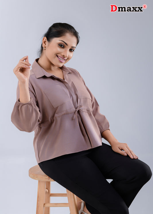 Women’s Three-Quarter sleeve button down top with cuffs