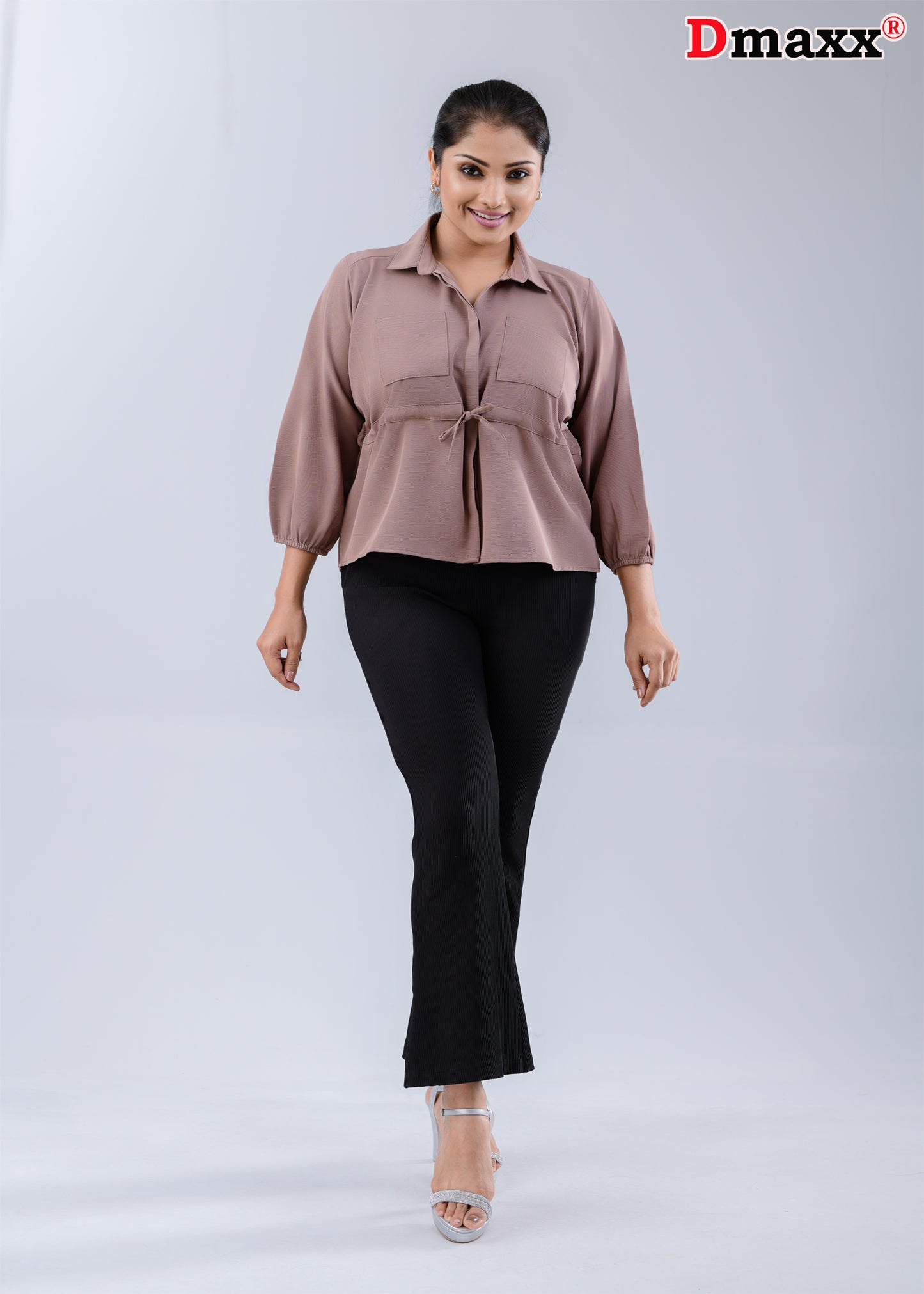 Women’s Three-Quarter sleeve button down top with cuffs