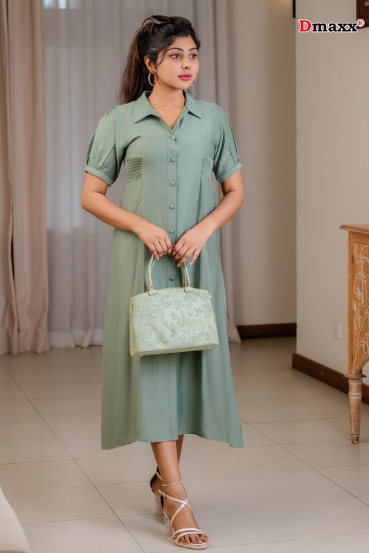 Charm Button-Down Dress 💚🌀