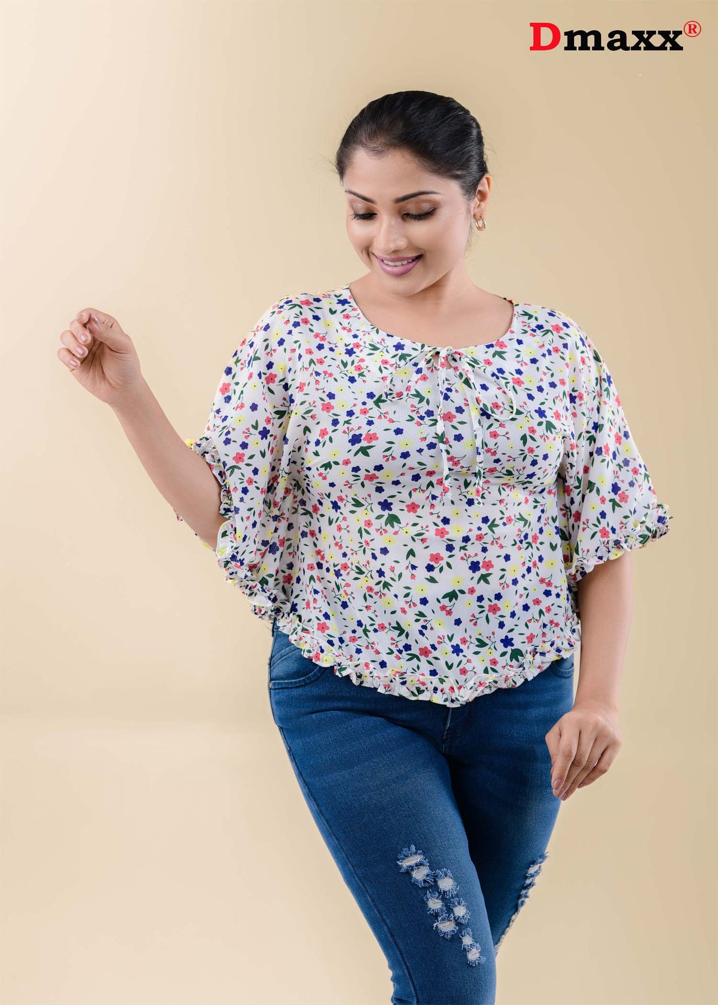 Disty Floral Round Neck Kaftan.