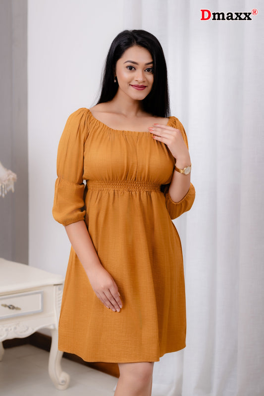 Puff Sleeve Linen Dress🧡