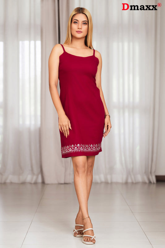Embroidery Plain Linen Frock 🌹