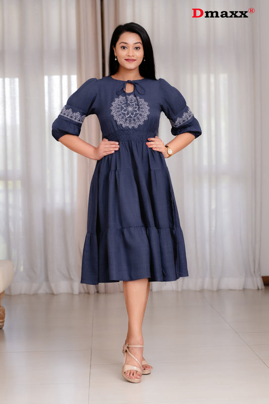 Embroider Cotton Midi Dress ❄💙