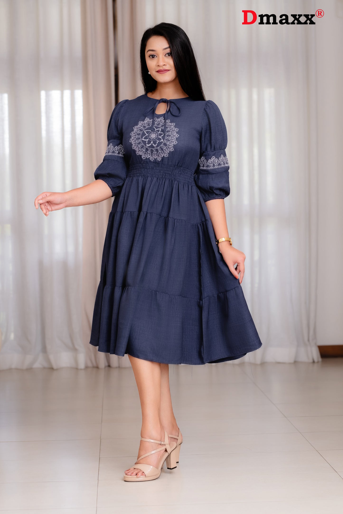 Embroider Cotton Midi Dress ❄💙